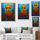 Orange Deep Sea Octopus Retro Abstract - Octopus Canvas Wall Art