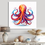 Ravenous Red Octopus Watercolor - Octopus Canvas Wall Art