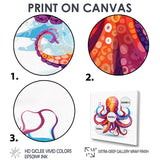 Ravenous Red Octopus Watercolor - Octopus Canvas Wall Art
