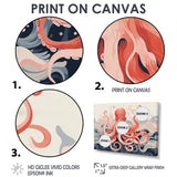 Octopus Queen On The Waves Retro Illustration - Octopus Wall Decor
