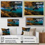 Orca Swimming In Blue Lagoon - Black Coastal Animal Wall Art