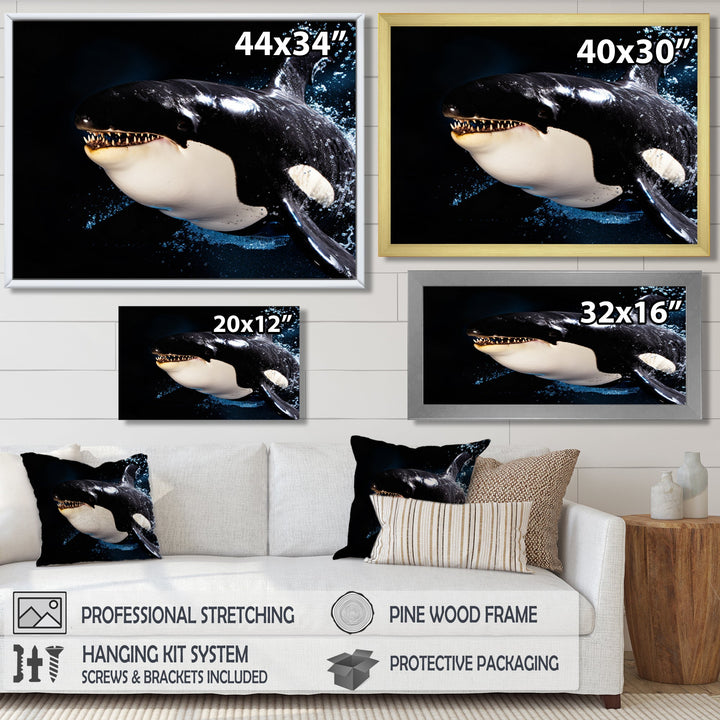 Smiling Deep Sea Orka - Coastal Animal Large Canvas Wall Art