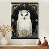 White Owl Wisdom Retro Glam Collage - Owl Living Room Wall Art