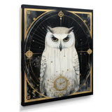 White Owl Wisdom Retro Glam Collage - Owl Living Room Wall Art