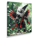 White Owl Feathered Fantasy Warrior - Owl Bedroom Wall Art