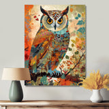 Colorful Boho Owl Retro Illustration - Owl Canvas Wall Art