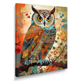 Colorful Boho Owl Retro Illustration - Owl Canvas Wall Art