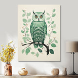 Green Owl Vintage Vibe Retro Illustration - Owl Wall Decor