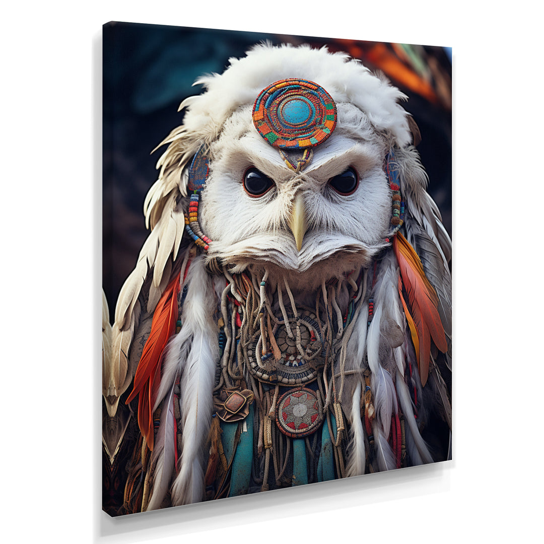 Shamanic White Owl Wisdom - White Owl Wall Art