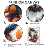 Nobel Owl Red Autumn Leaves - Owl Framed Canvas Art