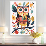 Whimsical Colorful Owl Autumn Leaves Retro - Owl Home Decor Art