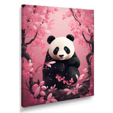 Panda In Pink Blossoming Tree - Panda Living Room Wall Art