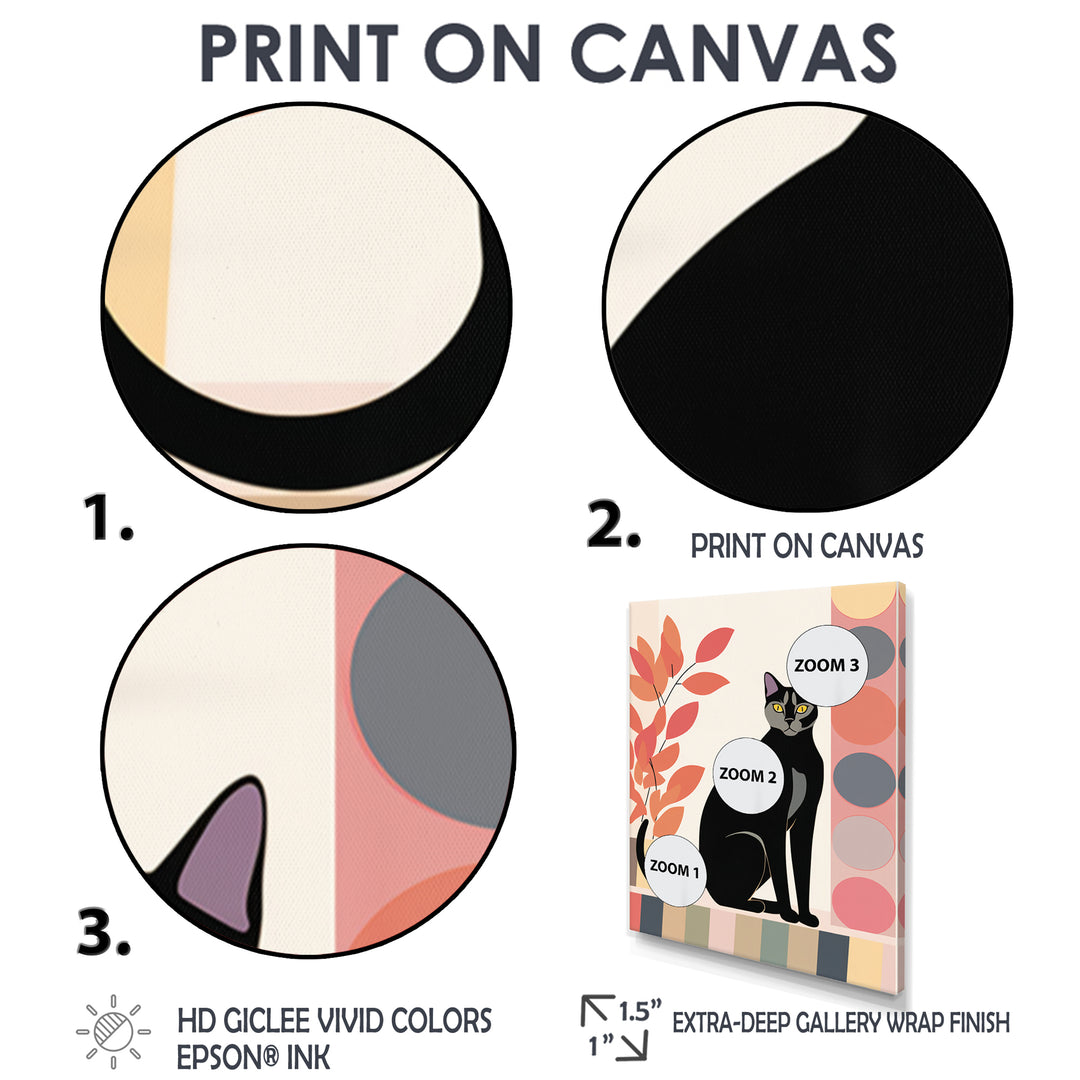 Retro Portrait Of A Gracious Black Cat - Cat Canvas Wall Art