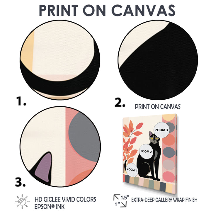 Retro Portrait Of A Gracious Black Cat - Cat Canvas Wall Art