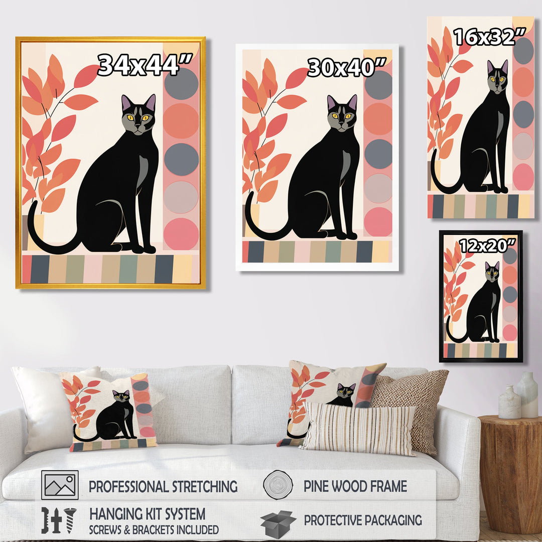 Retro Portrait Of A Gracious Black Cat - Cat Canvas Wall Art
