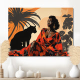Black Panther With Gracious Woman Companion - Panther Wall Decor