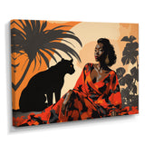 Black Panther With Gracious Woman Companion - Panther Wall Decor