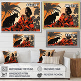 Black Panther With Gracious Woman Companion - Panther Wall Decor