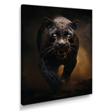 Ferocious Black Panther Running In The Mist - Panther Large Canvas Wall Art