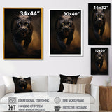 Ferocious Black Panther Running In The Mist - Panther Large Canvas Wall Art