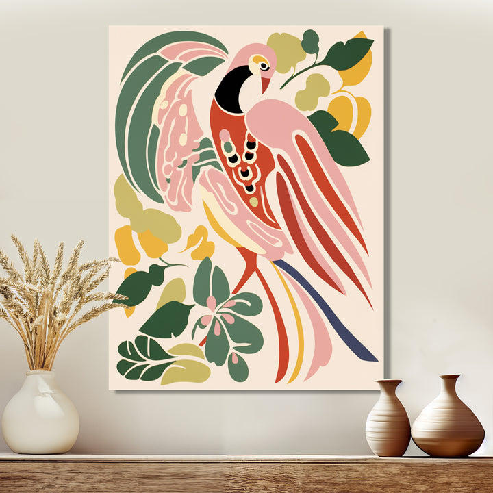 Pink Peacock Graphic Illustration - Peacock Canvas Wall Art