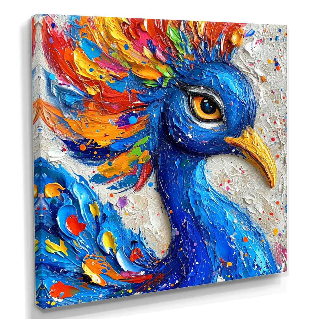 Painting Of Beautiful Blue Peacock - Peacock Wall Decor