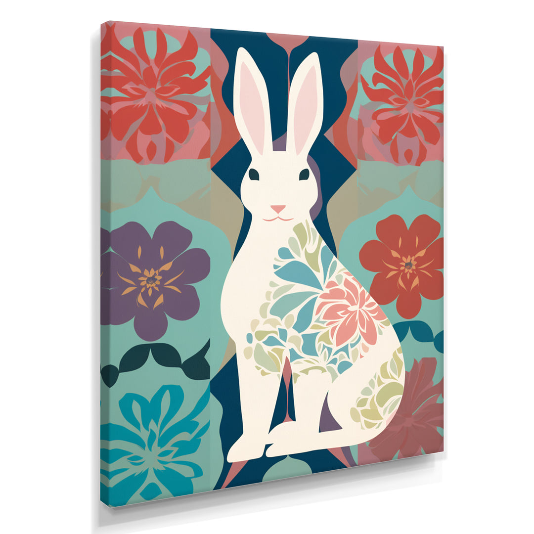 Follow The White Rabbit Retro Illustration - Rabbit Wall Art Prints