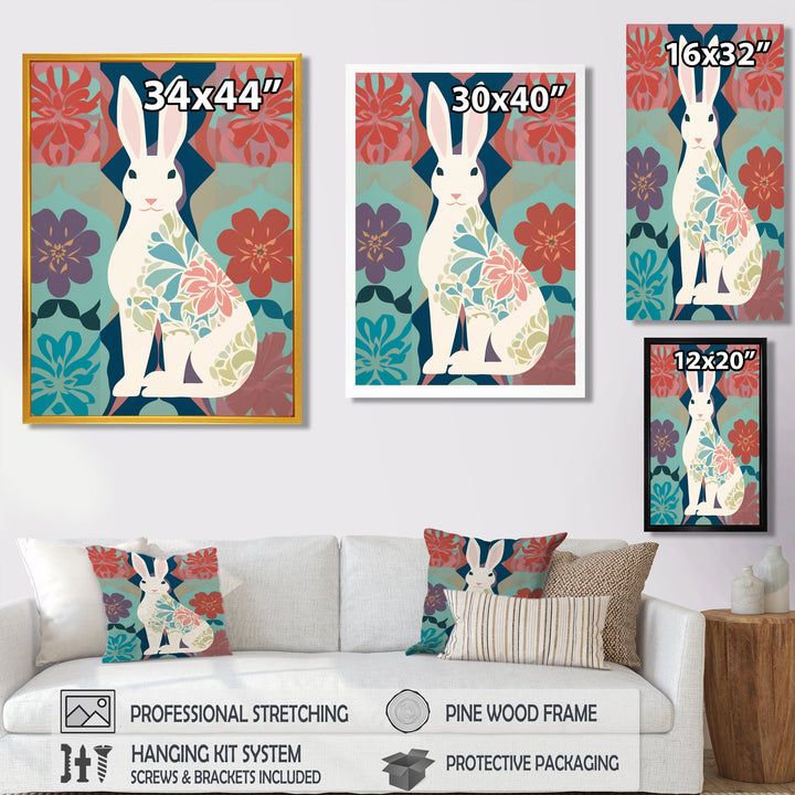 Follow The White Rabbit Retro Illustration - Rabbit Wall Art Prints