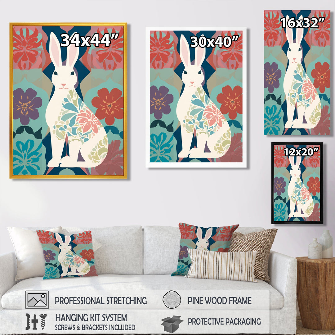 Follow The White Rabbit Retro Illustration - Rabbit Wall Art Prints