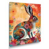 Colorful Boho Retro Rabbit Illustration - Rabbit Wall Art Prints