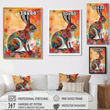 Colorful Boho Retro Rabbit Illustration - Rabbit Wall Art Prints