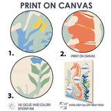 Orange Deep Ocean Seahorse Retro Illustration - Blue Seahorse Wall Art