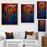 Majestic Minimal Seahorse In Red And Blue - Seahorse Framed Canvas Art