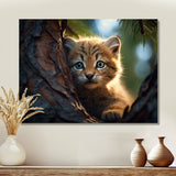 Cute Tiger Kitten In A Tree - Tiger Wall Decor