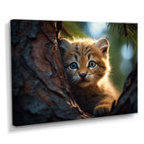 Cute Tiger Kitten In A Tree - Tiger Wall Decor