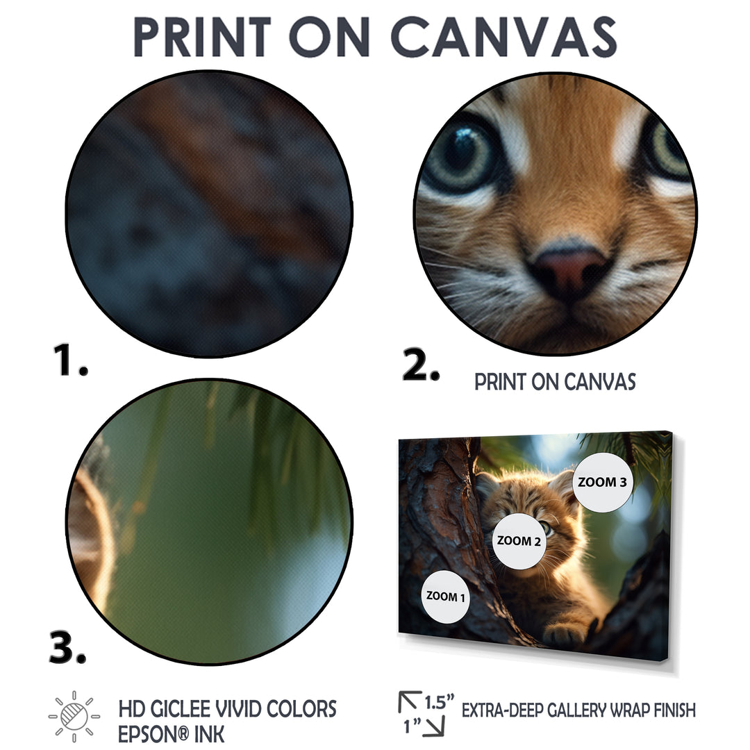 Cute Tiger Kitten In A Tree - Tiger Wall Decor
