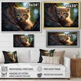 Cute Tiger Kitten In A Tree - Tiger Wall Decor