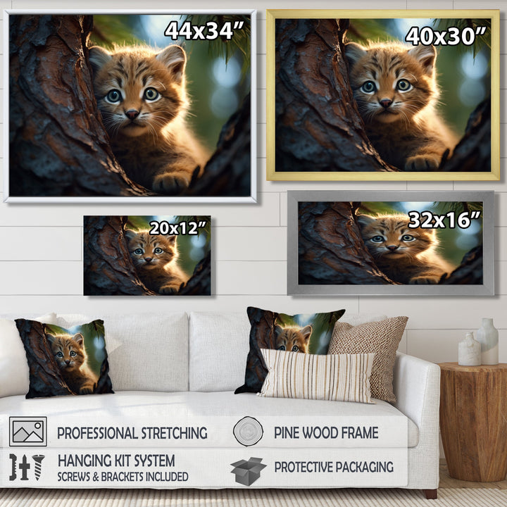Cute Tiger Kitten In A Tree - Tiger Wall Decor