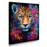 Tiger Portrait With Blossoming Fuchsia Flower - Tiger Fashion Wall Art Prints