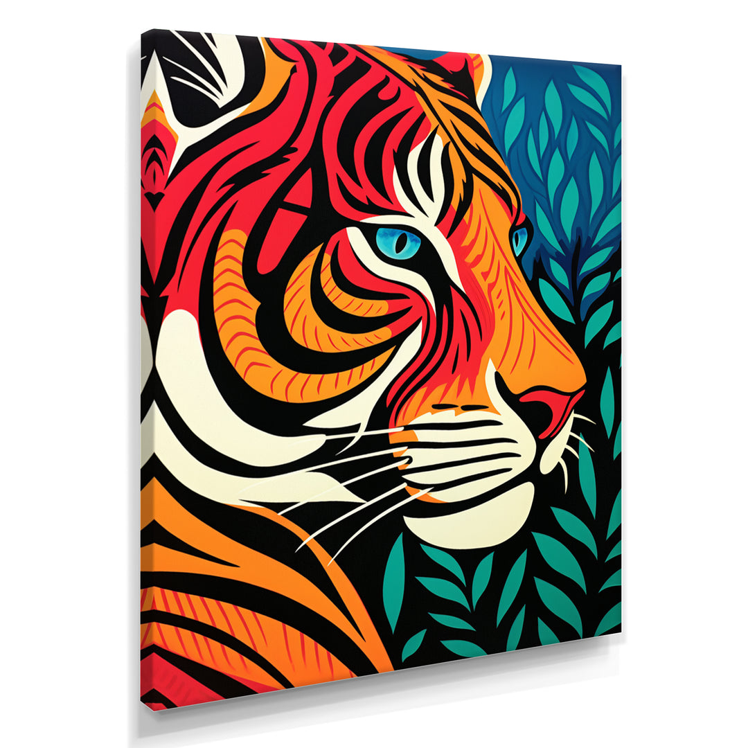Glorious Portrait Of Tiger In The Woods Retro Abstract - Brown Tiger Wall Art