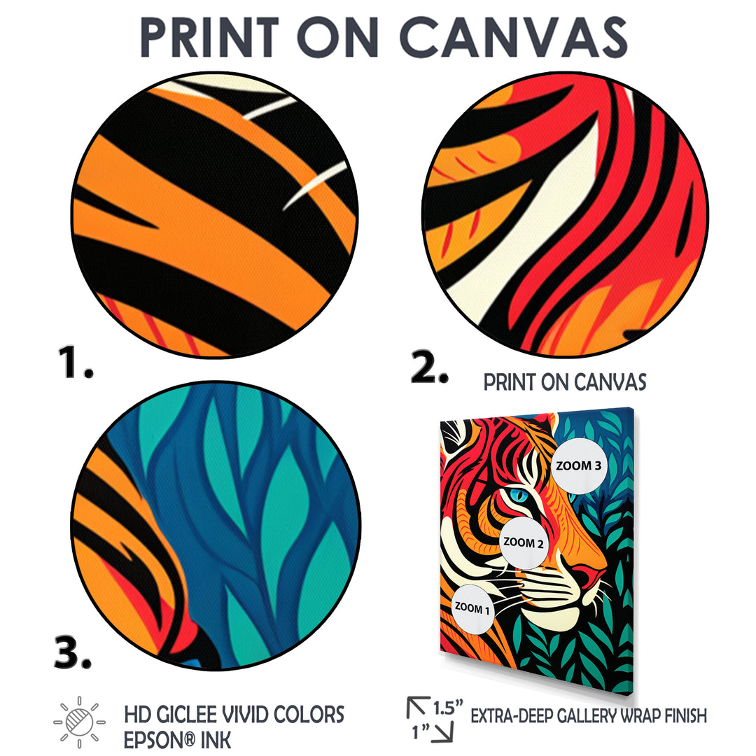 Glorious Portrait Of Tiger In The Woods Retro Abstract - Brown Tiger Wall Art