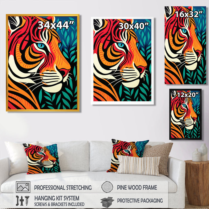 Glorious Portrait Of Tiger In The Woods Retro Abstract - Brown Tiger Wall Art
