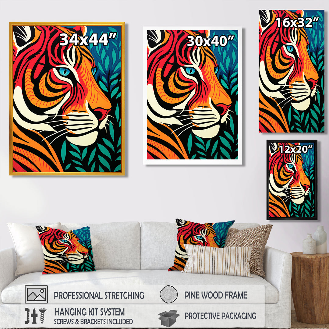 Glorious Portrait Of Tiger In The Woods Retro Abstract - Brown Tiger Wall Art
