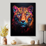 Portrait Of Tiger Fuchsia Neon Glow - Brown Tiger Wall Art