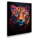 Portrait Of Tiger Fuchsia Neon Glow - Brown Tiger Wall Art