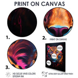 Portrait Of Tiger Fuchsia Neon Glow - Brown Tiger Wall Art