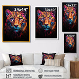 Portrait Of Tiger Fuchsia Neon Glow - Brown Tiger Wall Art