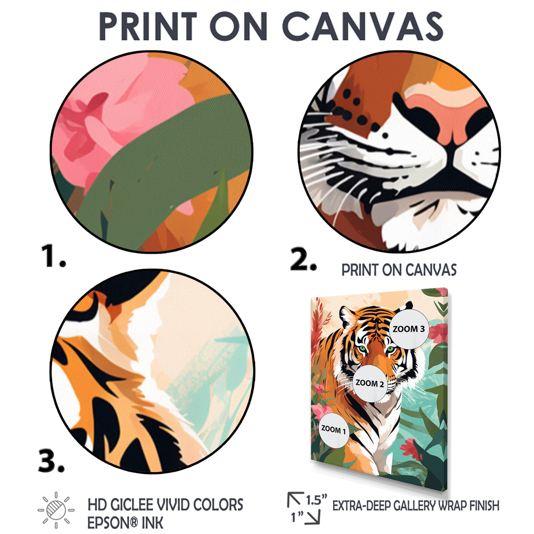 Orange Tiger Portrait In Tropical Jungle - Tiger Home Decor Art