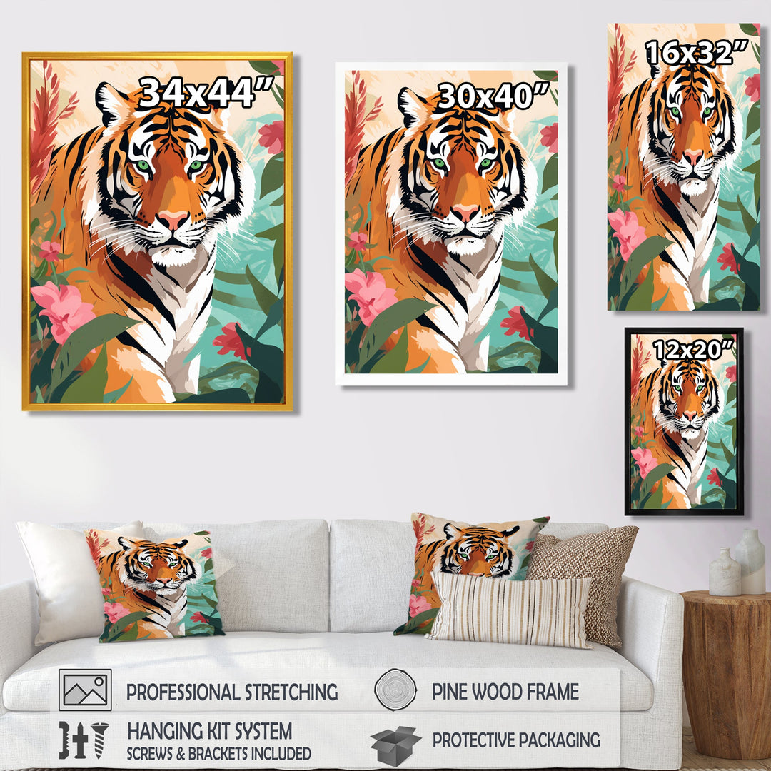 Orange Tiger Portrait In Tropical Jungle - Tiger Home Decor Art