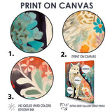 Powerful White Owl In Boho Forest Retro Illustration - Wolf Canvas Wall Art